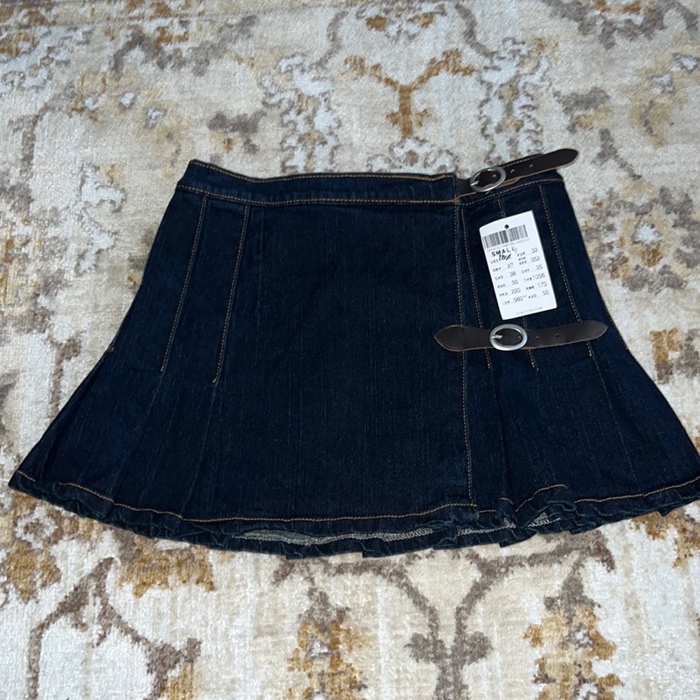 Brandy Melville Pleated Strap Denim Skirt